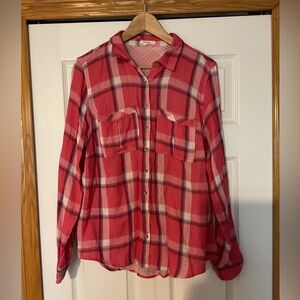 Maurices Pink Plaid Button Down Shirt Size XXL